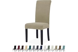 YSTELLAA Coprisedie Con Schienale 6 Pezzi, CopriSedie Da Cucina, Fodere Per Sedie Elasticizzato Universali, Fodere Sedie Antigraffio, Lavabile Estraibile, Per Soggiorno, Sala Da Pranzo, Cachi