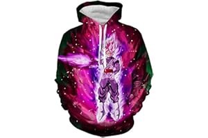 CHENMA Herren Japanischer Anime Cosplay Goku 3D-Druck Pullover Kapuzen-Sweatshirt mit Kängurutasche