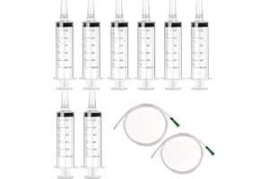 XWCHASA 8 Piezas 60 Ml Jeringas sin Aguja, Jeringa Grande Plastico sin Aguja, Jeringuilla de Plástico con Tapas para Alimentación de animales recién nacidos, medición de líquidos, Riego