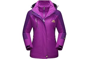 TACVASEN Women's 3-IN-1 Jackets Waterproof Fleece Jacket Outdoor Skiing Snowboarding Coat