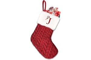 Sleeleece Weihnachtsstrumpf Personalisiert Nikolausstrumpf 20 cm,Christmas Stockings,Nikolausstiefel zum Befüllen Weihnachtsstrumpf Geschenkbeutel Weihnachtsbaum Anhänger Weihnachtsdeko Rot J