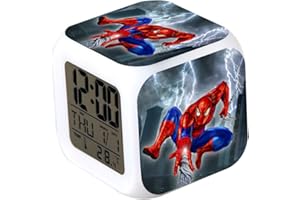 IAIXIAIO Spiderman Réveil Coloré Personnage De Dessin Animé LED Réveil Voyage 3D Night Light Lampe- Le Cadeau pour Enfants,001