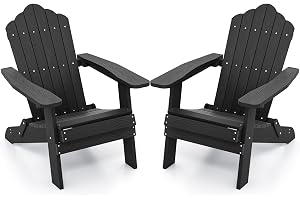 COSTWAY Set med 2 Adirondack-stolar, vikbara, väderbeständiga adirondack-stolar av plast, trädgårdsfåtölj med högt ryggstöd o