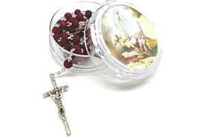 DELL'ARTE Articoli religiosi, rosario legno alle rose con portarosario - Madonna di Fatima