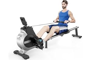 Neezee Máquina de Remo, Máquina de Remo Supersilenciosa con Resistencia Magnética de 16 Etapas, Pantalla LCD, Guía Deslizante de Aluminio y Soporte para Tableta