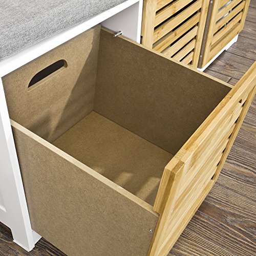 SoBuy® moderne Schuhtruhe,Sitzkommode mit 3 Körben,Sitzbank, Schuhschrank mit Sitzkissen,Spieltruhe, FSR23-WN - 5