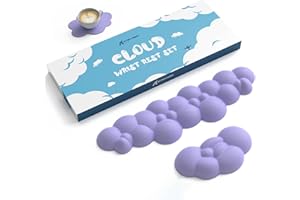 ATTACK SHARK Poggiapolsi per Tastiera e Mouse a Forma di Nuvola con set di Sottobicchieri,Base Ergonomica e Antiscivolo, Supporto per Cuscino da Polso Ultra Morbido per Digitazione/Gioco-Viola