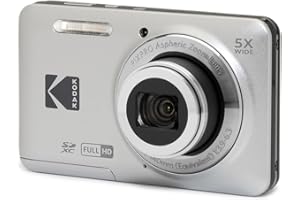 KODAK PIXPRO FZ55-GRY Digital Camera with 16MP CMOS Sensor, 5x Optical Zoom, 28mm Wide Angle, 1080P Full HD Video, 2.7 Inch LCD Vlogging Camera, Grey