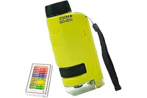 ASHOPFUN Minilabsters Miniscope Kids,Pocket Microscope for Kids,Miniscope Portable Microscope Kids Minilabsters,Handheld Microscope,Led Lighted Pocket Microscope for Scientific Experiment,Students,Kids (Green)