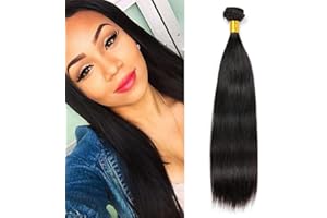 MUABY Straight Human Hair Bundles Meche Tissage Bresilien Lisse Tissage Naturel Cheveux Humain Lisse Naturelle Tissage Bresilien En Lot Couleur Noire Naturelle 100g 20 Pouce