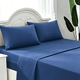 3-Piece Sheet Set for Beds 90 x 190 cm, 100% Polyester, Blue | Fitted sheet 90 x 190 + 25 cm, top sheet 16 x 260 cm and a pil