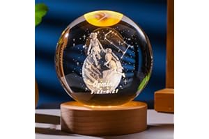 Besot Láser Grabado Zodiac Sign Crystal Ball Miniatura 3D Crystal Craft Decoration Glass Sphere decoración del hogar Accesorios Regalo (Gemini, 2.36 Inches)