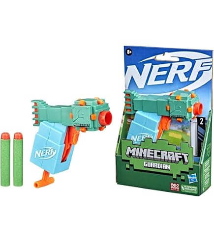 Nerf MicroShots Minecraft Ghast - Mini Blaster Avec 2 Fléchettes Elite, Design Ghast, Poignée D'Amorçage, Dès 8 Ans