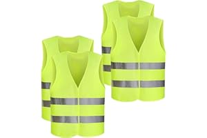 SZKKQKJ Warnweste Auto,warnwesten Auto 4er,Warnweste, 360° Sicherheitsweste, Reflektierend Weste Waschbar, für Radfahrer, Fahrer, Polizei, Arbeiter, Universalgröße