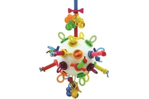NORTHERN PARROTS Nuts, Bolts & Binkies Parrot Toy | Large Plastic Ball shaped Bird Puzzle | African Grey Parrots - Amazon Parrots - Cockatoos - Macaws