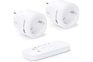 conecto® Zestaw gniazd radiowych: 2 x gniazdko radiowe i 1 x pilot zdalnego sterowania, do wnętrz, 2300 W, kompaktowa konstrukcja, biały
