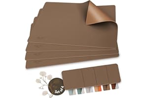 SÖLMO sølmo I Designerski zestaw stołowy ze skóry PU, odporny na wysokie temperatury I 4 sztuki zmywalne z podstawką, podkładki na stół, zmywalne podkładki ze skóry, zestaw podkładek stołowych dla dzieci brązowy (brązowy/złoty)