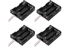 CHENYU 4 Stück 3 × 1.5V AA Schwarz Batteriehalter Gehäuse Fall Kunststoff Akku Aufbewahrungsbox mit Kabelenden Wire Leads