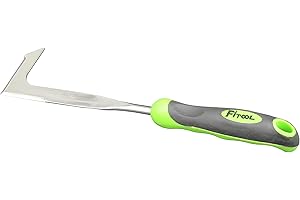 FITOOL 801016 Stainless Steel Patio Weeder 13-Inch - Premium Garden Hand Weeder - Stainless Steel Blade Mirror Polishing - with Soft Dual-Color Ergonomic Handle,Green/Black