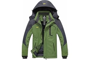 Wantdo Giacca da Sci Montagna Calda Invernale Parka da Neve Imbottita Cappotto da Snowboard in Pile Giubbotto con Cappuccio Impermeabile Uomo