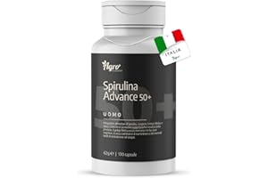 AGROINIZIATIVE SPIRULINA ADVANCE UOMO 50+ Acetil L carnitina Astaxantina L Arginina Alga Spirulina Bio Con Ginkgo Biloba e Zinco Integratore Effetto Antiage PRODOTTO IN ITALIA