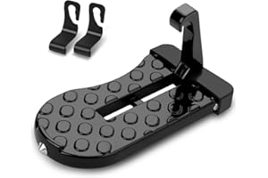 AUSYIWI Pedal para Puerta de Coche con Martillo Seguridad y 2 Gancho de Asiento de Vehículo, Universal Plegable Pedal Estribos Forma de U, Fácil Acceso al Techo y Limpiar para SUV, LKW, Jeep, RV, Negro