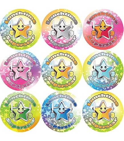 144 Adesivi Premio Superstar Lunchtime Per Bambini - 30 Mm - Per Insegnanti E Genitori - 3