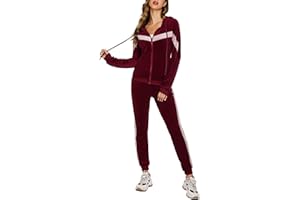Wayleb Tuta Sportiva Donna Completa Cotone Completo Sportivo Donna Elegante Estiva Tute Sportive Con Cappuccio, Giacca E Cerniera