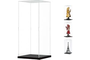 Nynelly Acrylic Display Case for Lego Infinity Gauntlet 76191 76223 for Lego Display Case for Models Figures Assemble Dustproof Thickened Clear Display Box Display Cabinet(Black)