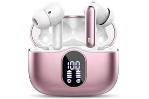 BTOOTOS Auricolari wireless, Bluetooth 5.3 cuffie in-ear con 4 microfono ENC con cancellazione del rumore, display a LED, auricolari Bluetooth 2023 mini suono stereo bassi profondi, tempo di riproduzione 36