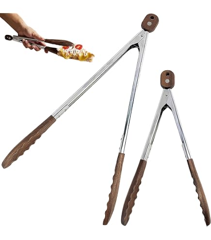 Pince Cuisine Inox Et Bois D'olivier 30 Cm – Pince Barbecue Résistante, Antibactérienne, Pour Gril Et Service