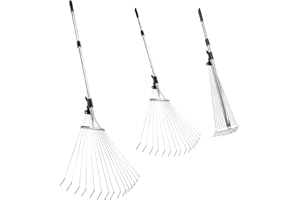 Kiaitre Laubrechen, 161cm Teleskop-Laubrechen, Verstellbarer Rechen, Gartenrechen, Laubrechen, Rasenrechen zum Reinigen von Pflanzen, Rasen und Hof