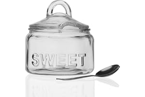 MGE WORLD MGE - Azucarero con Tapa y Cucharilla - Salero - Recipiente para Aliños o Especias - Azucarero Transparente - Vidrio