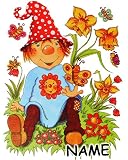 großes Fensterbild – “ kleiner Zwerg mit Schmetterlingen & Blumen – Tiere nostalgisch “ – statisch haftend – selbstklebend + wiederverwendbar / Sticker Fenstersticker Aufkleber – Fensterbilder – z.B. für Fenster und Spiegel / Fliesen – Fensterdeko Fensterfolie Kinderzimmer Deko – Tier Retro / Nostalgie – Garten – Blum – Schmetterling – Ostern / Kinder – Zwerge - 3