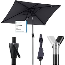Sekey Parasol Rectangulaire 210x140cm Aluminium - Protection UV50+ Pour Balcon Jardin Terrasse