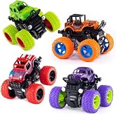 Mantyplay Push and Go Monster Toy Trucks, Friction Powered, 360 Degree Stunt Cars, 4 Wheel Drive, Multicolor, Pack of 4, for 
