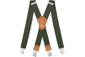 Dresime Bretelles Homme Larges Réglable Élastique Extra Fort 4 Robuste Clips, pour Hommes et femmes avec en forme X Design et Sangles Extra Larges -4cm