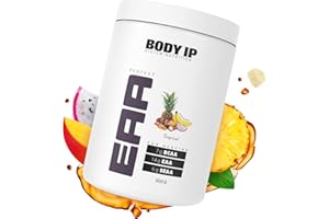 ‎BODY IP BODY IP Perfect EAA | Tropical | essentielle Aminosäuren für den Muskelaufbau | hochdosiert | enthält alle EAAs, SEAA und BCAAs | vegan und laktosefrei | 20 Portionen | 500g | Made in Germany