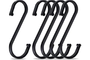 Olakin 5 Pièces Crochets en S, 86mm Forme de S Crochets en Aluminum, Crochet Multifonctions, pour Cuisine, Salle de Bain(Noir)