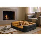 viscopet Premium Sofa Block Sunger Flame Zipper Washable Dog Bed-S-mustardblack (Large)