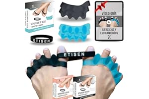 ETISEN,(2 pares = 2 niveles), Raddrizza dita piedi con Fascia Anti Alluce Valgo, Separatori Dita Piedi, Confezione con Video Guida Esercizi, Separadores de dedos (nero e trasparente)