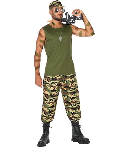 Funidelia Kit Accesorios Militar Para Hombre Y Mujer – Disfraz De Soldado Con Metralleta, Casco, Cinturón Y Granada | Ideal Para Carnaval Y Halloween – Talla única