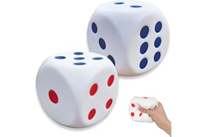 KSVFTB 2 PCS Large Foam Dice Set, 6cm Foam Dices, Foams Dice, Giant Dice Stress Relief Toys for Christmas Games Math Teaching Party Supplies