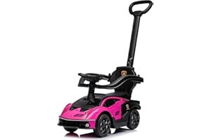 MONDIAL TOYS Primi Passi 3 in 1 Macchina Cavalcabile Lamborghini Sian Bambini 12-36 Mesi Maniglione Direzionabile Suoni Antiribaltamento Vano Portaoggetti (Rosa)