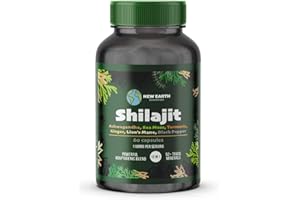 NEW EARTH ESSENTIALS Shilajit Sea Moss Lions Mane Ashwagandha Turmeric Ginger Black Pepper Vitamins D3 & C Zinc Magnesium - 60 Vegan Capsules - 2320mg per Serving