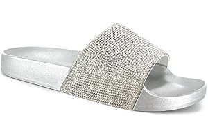 SUGAR ISLAND CELEBRITY STYLE LADIES WOMENS GLITTER DIAMANTE FLIP FLOP SLIDERS PLAIN SLIPPERS MULES
