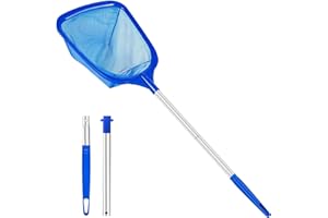 KGC Hot Tub Pool Skimmer Net, Pond Net frame & pole: 31.9'' (81 CM), Deep Ultra Fine Mesh for Hot Tubs/Spas/fountain/Small Pools, Aluminum Handle Leaf & Debris Cleaner for Above ground Inground Pool