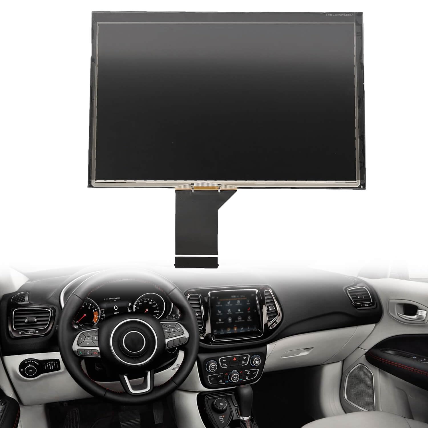 7" Uconnect Touch Screen Digitizer LCD Monitor Radio Navigation Compatible with Jeep Compass 2.4L l4 2017-2020 Replace # TDO-WXGA0700K00033-V2 TDO-WXGA0700K00057-V1