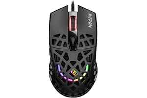 Noua Widow Mouse Gaming RGB con Cavo, Sensore Pixart 3212 fino a 7200 DPI [6 Livelli Regolabili], Leggero 68g, Mouse da Gioco con Struttura Nido d’Ape, Interruttori Huano Lunga Durata, Nero