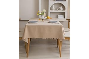 Fusehngre 51"x 94.5" Waterproof Rectangle Tablecloth Oil Spill Proof Wrinkle Resistant Table Cover Cotton 6-8 seats Table Cloth for Dining, Kitchen, 130 x 240 cm Light Coffee
